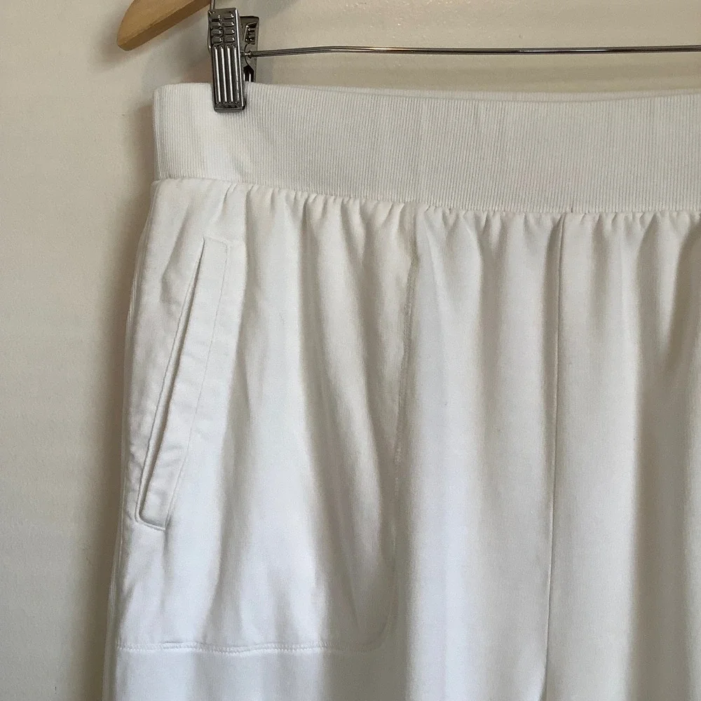 T by Talbots Women White Wide Leg Crop Pants XL Petite Cotton Modal Stretch XLp - Picture 1 of 16